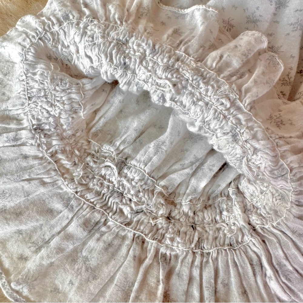 💋SOLD💋✨🩶❄️DÔEN ‘Rosen’ Embroidered Cotton Voile Azure Windswept Floral XS✨ - Picture 15 of 17